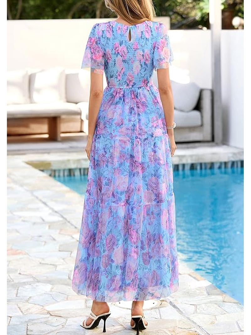 flowy flower dress Floral Maxi Perfect for any wedding or special occasion Womens Summer Flowy Floral Dress