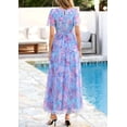 thumbnail image 5 of PRETTYGARDEN Tulle Floral Dress Women Summer Wedding Guest Spring Short Sleeve Maxi Smocked Flowy Beach Party Dresses, 5 of 9