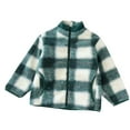 thumbnail image 1 of ShomPort Fleece Coat for Girls Stand Collared Plaid Pattern Zipper Long Sleeve Jackets Fall Winter Thickened Outwear with Pockets, 1 of 8