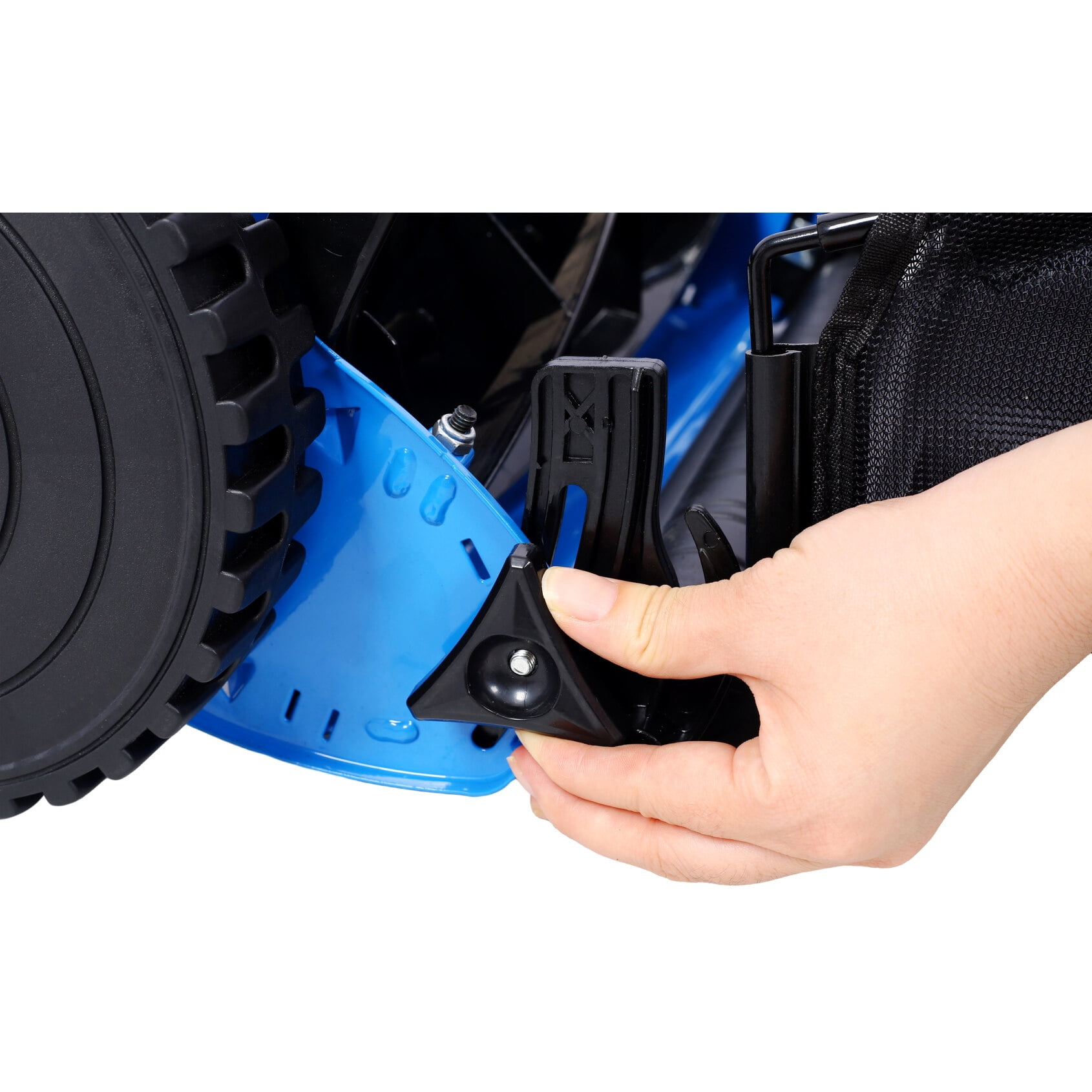14-Inch 5-Blade Push Reel Lawn Mower with Grass Catcher, Eco-Friendly Silent Mower with Adjustable Blade Height, for Yards, Lawns, Blue