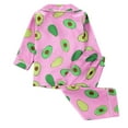 thumbnail image 5 of WhouRiu Toddler Girls Pajama Set Avocado Print Shirts Pants Fashion Satin Silk Comfy Loungewear Outfits Pink,Sized 3-4, 5 of 6