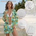 thumbnail image 6 of Xoenoiee Tropical Hibiscus Plumeria Palm Tree Boat Print Bathing Suit Cover Up for Women V Neck Button Down Swimsuit Coverup Long Sleeve Beach Dress Shirt Casual Blouse Top, 3XL, 6 of 7