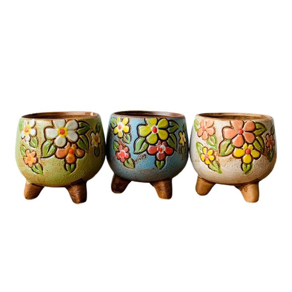 Coofit Ceramic Plant Pots Decorative: 3PCS Flower Pots Succulent Planter Pots with Legs