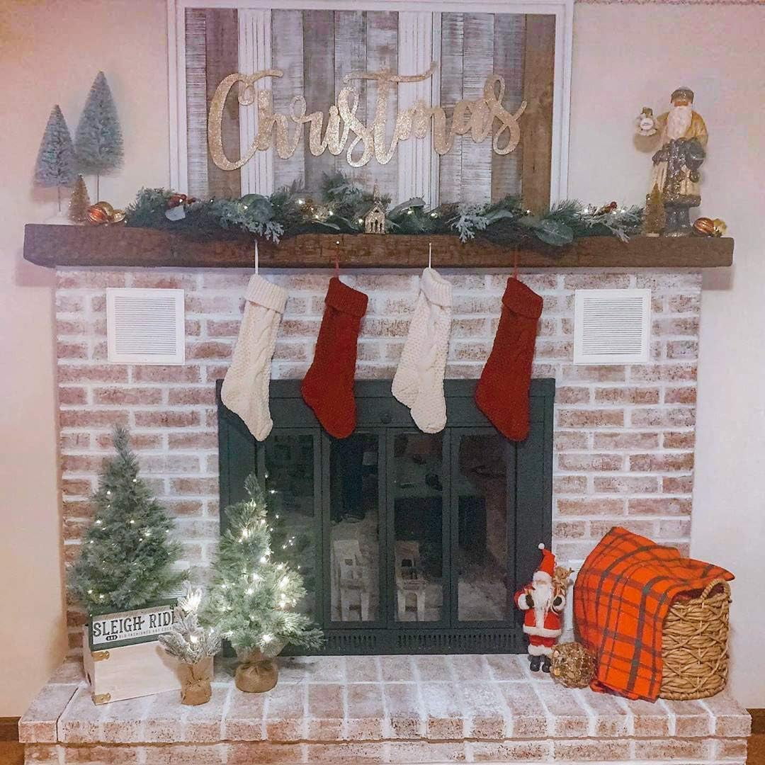 Christmas Stocking Sets 18 Inches Large Size Cable Knitted Stocking Gifts & Decorations for Family Holiday Xmas Party