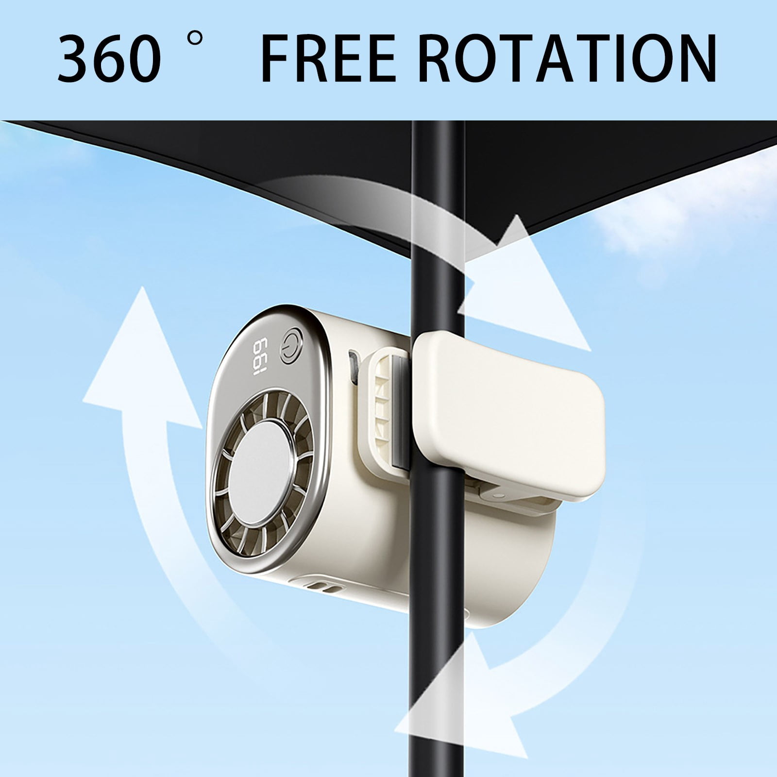 Clip on Fan with Digital Display, Rechargeable Portable Mini Fan, Usb-C, Ice Pack, for Car Office Travel Outdoor