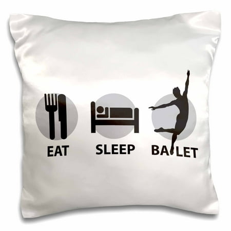 3dRose Eat Sleep and Ballet in grey and black with male dancer - Pillow Case, 16 by