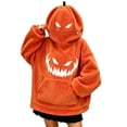 thumbnail image 2 of Junboys Halloween Pumpkin Head Plush Hoodie - Retro Long Sleeve Sweatshirt Costume Cosplay for Men and Women, Comfy Loungewear Funny Shirt & Halloween Gift,Multicolor L, 2 of 8