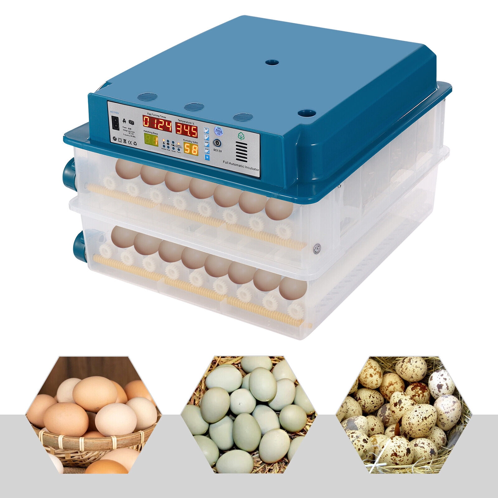 120 Egg Incubator Poultry Hatcher with Fully Automatic Egg Turning  for Chickens