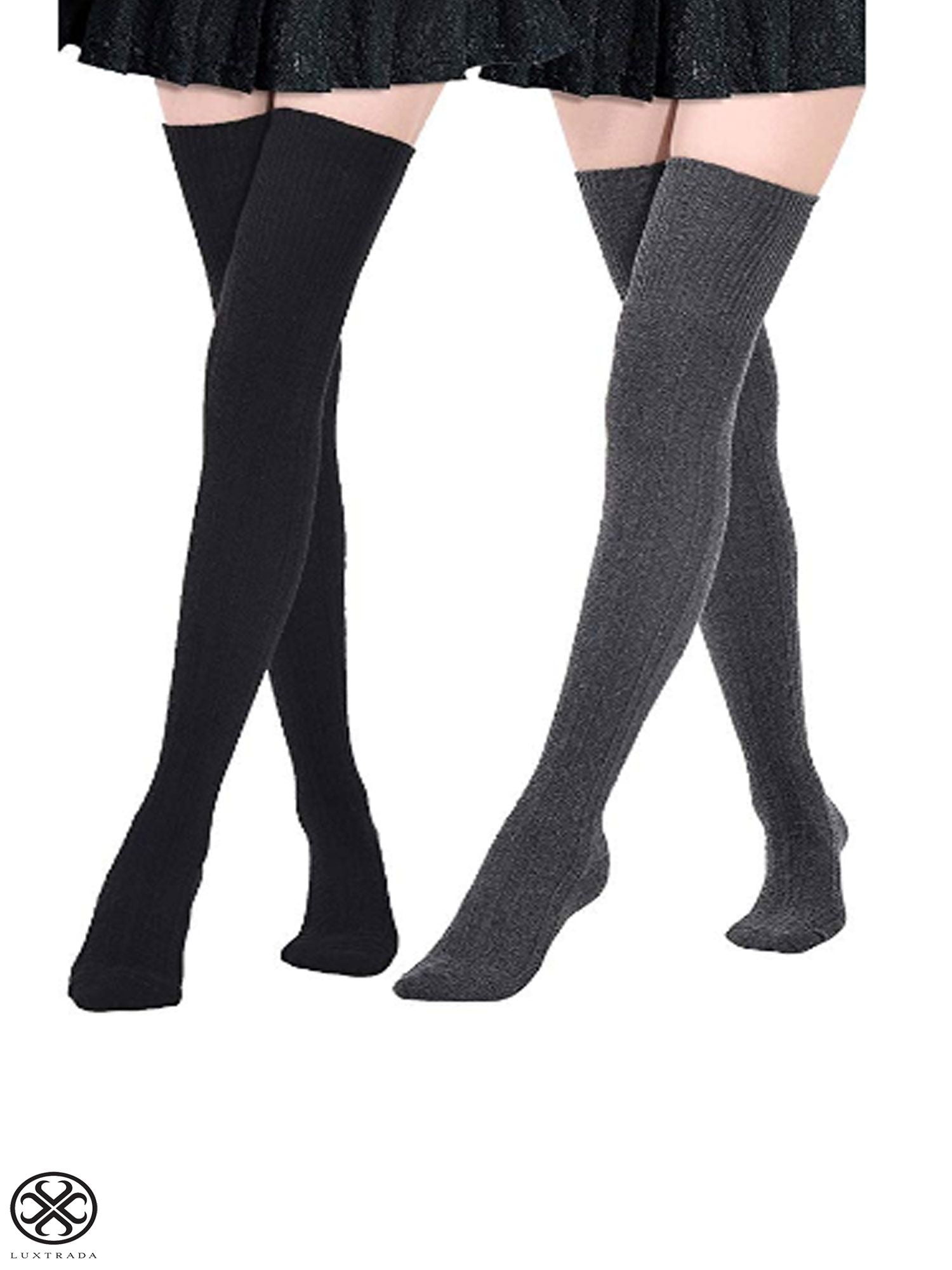 Luxtrada 1 Pairs Womens Thigh High Socks Extra Long Over The Knee Leg Warmer Polyester Boot 