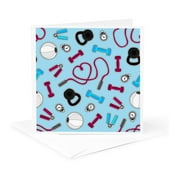 3dRose, Fitness Love Personal Trainer Pattern Blue, 1 Greeting Card with envelope