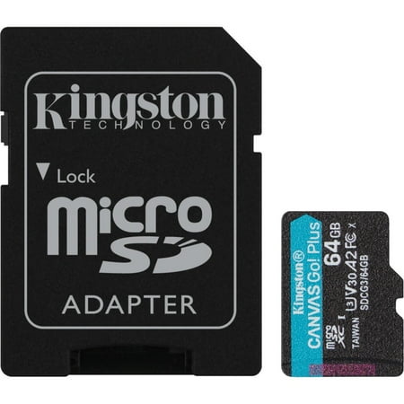UPC: 0740617301045 | Kingston 64GB microSDXC Canvas Go Plus 170MB/s Read UHS-I Class 10 U3 V30 A2/A1 Memory Card + Adapter SDCG3/64GB