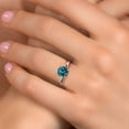 thumbnail image 4 of Gem Stone King 925 Silver and 10K Rose Gold London Blue Topaz Solitaire Engagement Ring for Women | 1.70 Cttw | Round 7MM | Gemstone November Birthstone | Size 5, 4 of 6