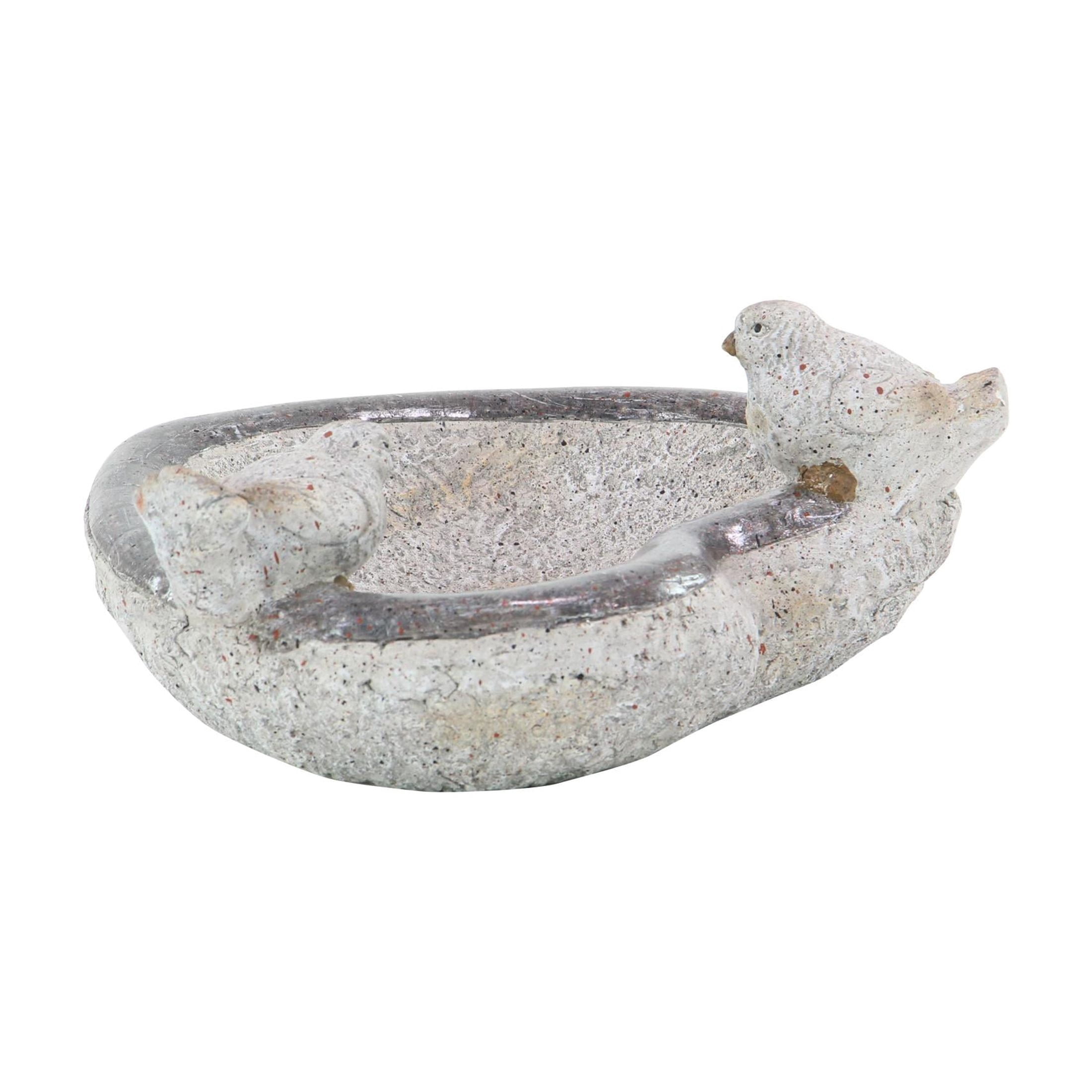 DecMode 6" Indoor Outdoor Bird Garden Sculpture with Bath Bowl