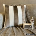 thumbnail image 4 of The HomeCentric Cushion Covers For Couch Decorative Brown Pack of 2 12x12 inch (30x30 cm) Throw Pillow Covers Velvet Patchwork Throw Pillows For Sofa Striped Modern Style Easter - Velvet Band Choco, 4 of 10