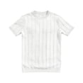 thumbnail image 2 of Men's T-Shirts Short Sleeve Crewneck Knit Shirts Summer Ribbed Textured Tee Shirts White M, 2 of 5