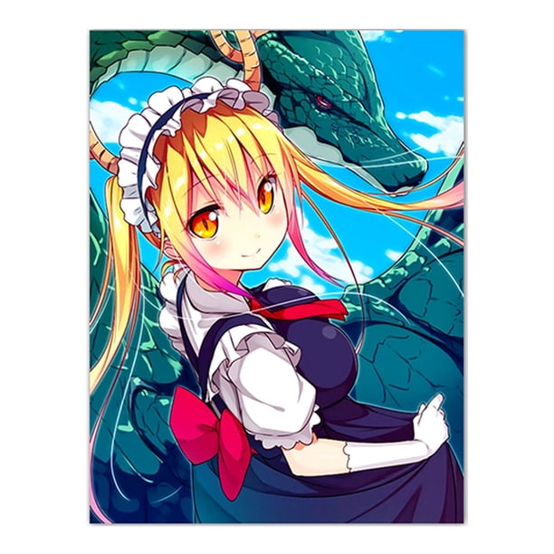 Póster animado de Kobayashi's Dragons Maid, 30 x 40 cm, papel