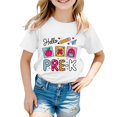 thumbnail image 2 of YunPes First Day of School T Shirt for Girls Hello Pre-K Graphic Short Sleeve Tees Toddler & Big Kids Summer Casual Daily Wear 2-13 Years, 2 of 7