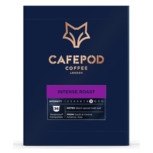 CafePod Intense Roast Nespresso Compatible Aluminium Coffee Pods, 36 pods per pack, British Import (Pack of 3)