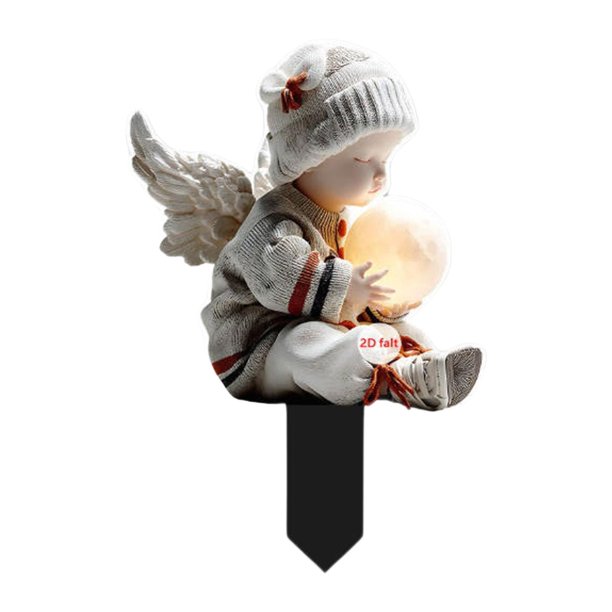Adorno de estaca de ángel para jardín, acrílico, bonito letrero 2D, accesorio para jardín de hadas, para fiestas, caminos, porches, patios de granja B