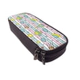 thumbnail image 6 of Picia Space Doodle Pattern Large Capacity PU Leather Pencil Case Organizer Pen Marker Holder Double Zipper Storage Bag Big Pencil Pouch for College Office, 6 of 6