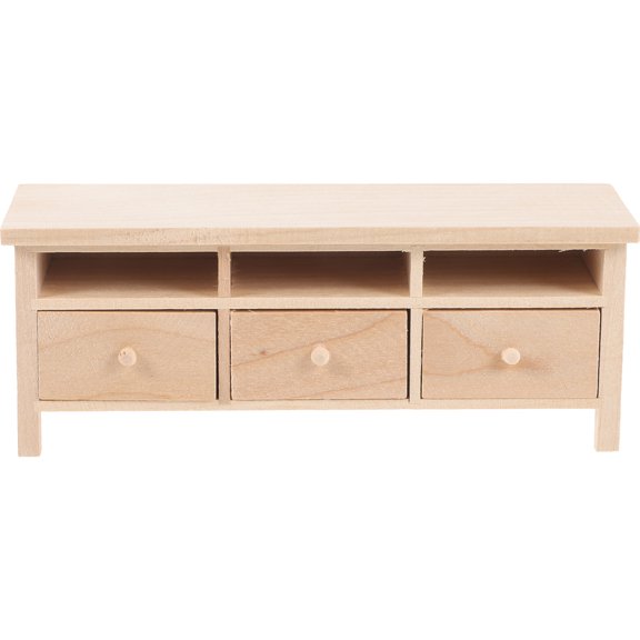 NICEXMAS Mini Furniture Models Mini TV Cabinet Beige Wood 1Pcs