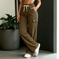 thumbnail image 3 of FAIWAD Women's Plus Size Corduroy Pants High Waisted Straight Leg Athletic Cargo Pant with Pockets, 3 of 7