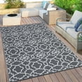 thumbnail image 3 of CAROMIO 9' x 12' Grey & White Outdoor Rug Plastic Straw Rug Bohemia Carpet Waterproof PP Tube Woven Portable Mat for RV, Patio Decor, Porch, Balcony, Picnic, 3 of 7
