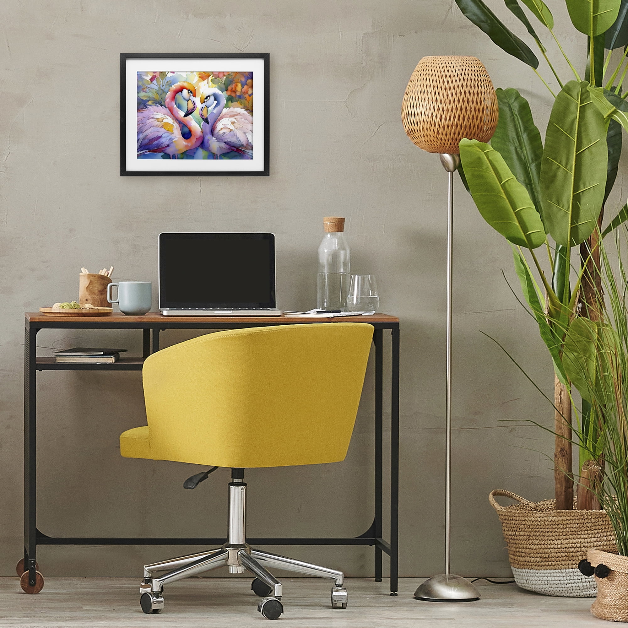 Stupell Industries Flamingo Love Pair Black Framed Print Under Glass, design by Shelly Craig