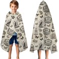 thumbnail image 3 of Beige Curiosity Shoppe Pattern Hooded Bath Towel，50"x30" for Ages 3 To 12 Kids, Quick Dry Lightweight Soft Microfiber Hood Beach Towel Cover Up for Kids, 3 of 7