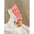 thumbnail image 6 of Wassery Infant Baby Girls Easter Romper Dresses Floral Rabbit Print Fly Sleeve Round Neck Jumpsuit Crotch Snap Buttons Headband 0-24M, 6 of 8