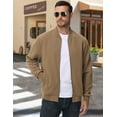 thumbnail image 5 of Xidunhg Men's Casual Varsity Bomber Jacket Lightweight Outerwear Jackets Waffle Zip up Fashion Coat Khaki M, 5 of 6