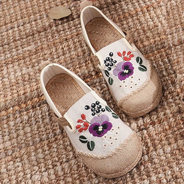 Zapatos planos de algodón con bordado a mano a juego de colores para mujer Wmkox8yii FOPL1148