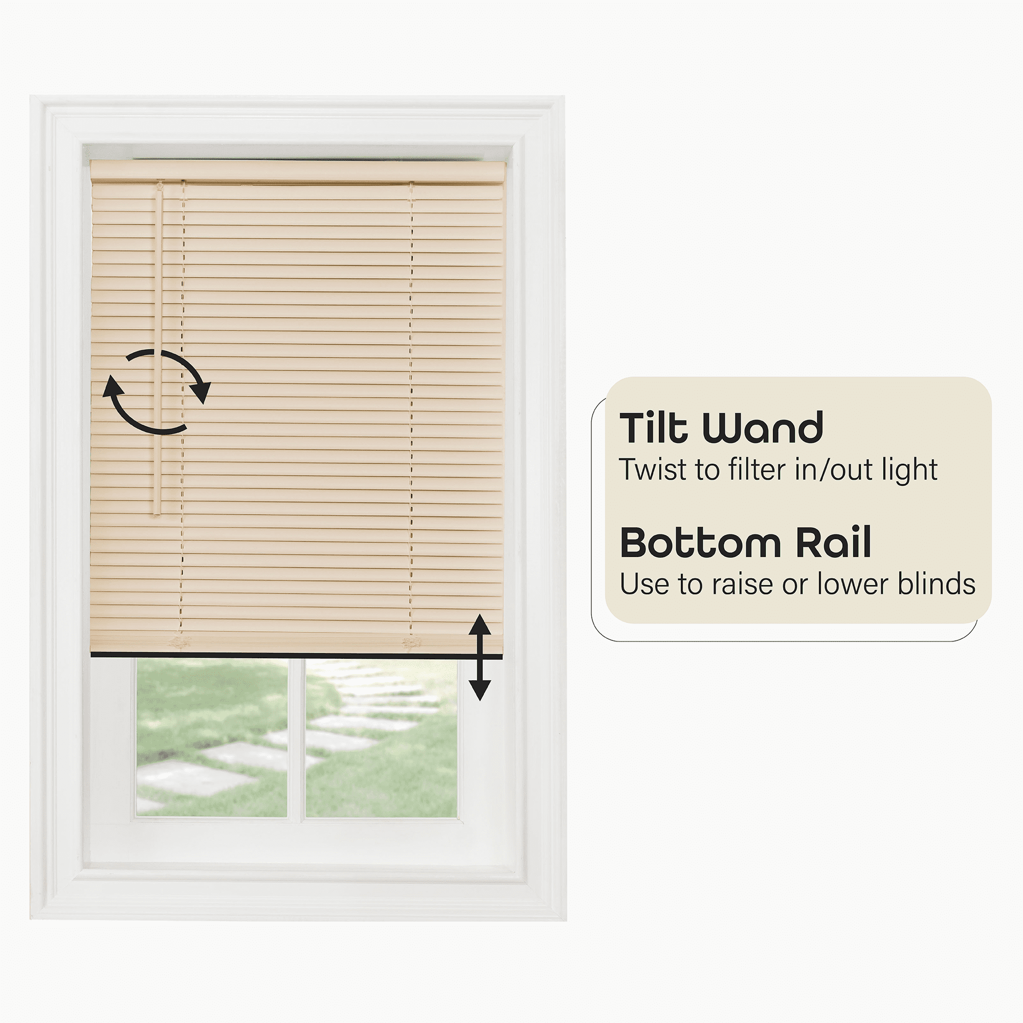 Achim GII Morningstar Indoor Cordless Alabaster Vinyl Light Filtering Window Mini Blind, 72" L x 35" W