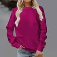 thumbnail image 2 of Odeerbi Solid Color Sweatshirt for Women Long Sleeves Casual Solid Color Crewneck Pullover Sweatshirt Tunic Tops Hot Pink, 2 of 5