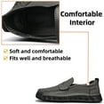 thumbnail image 2 of Men's Leather Loafers Comfortable Casual Slip-On Round Toe Shoes Hand-Stitched Non-Slip Daily Driving Office Walking Shoes Gray 8.5 US, 2 of 7