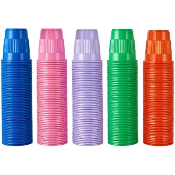 500 Pack 3 oz Plastic Party Cups, Disposable Bathroom Cups in Assorted Colors Can Be Used for Tasting Jelly Party Shot