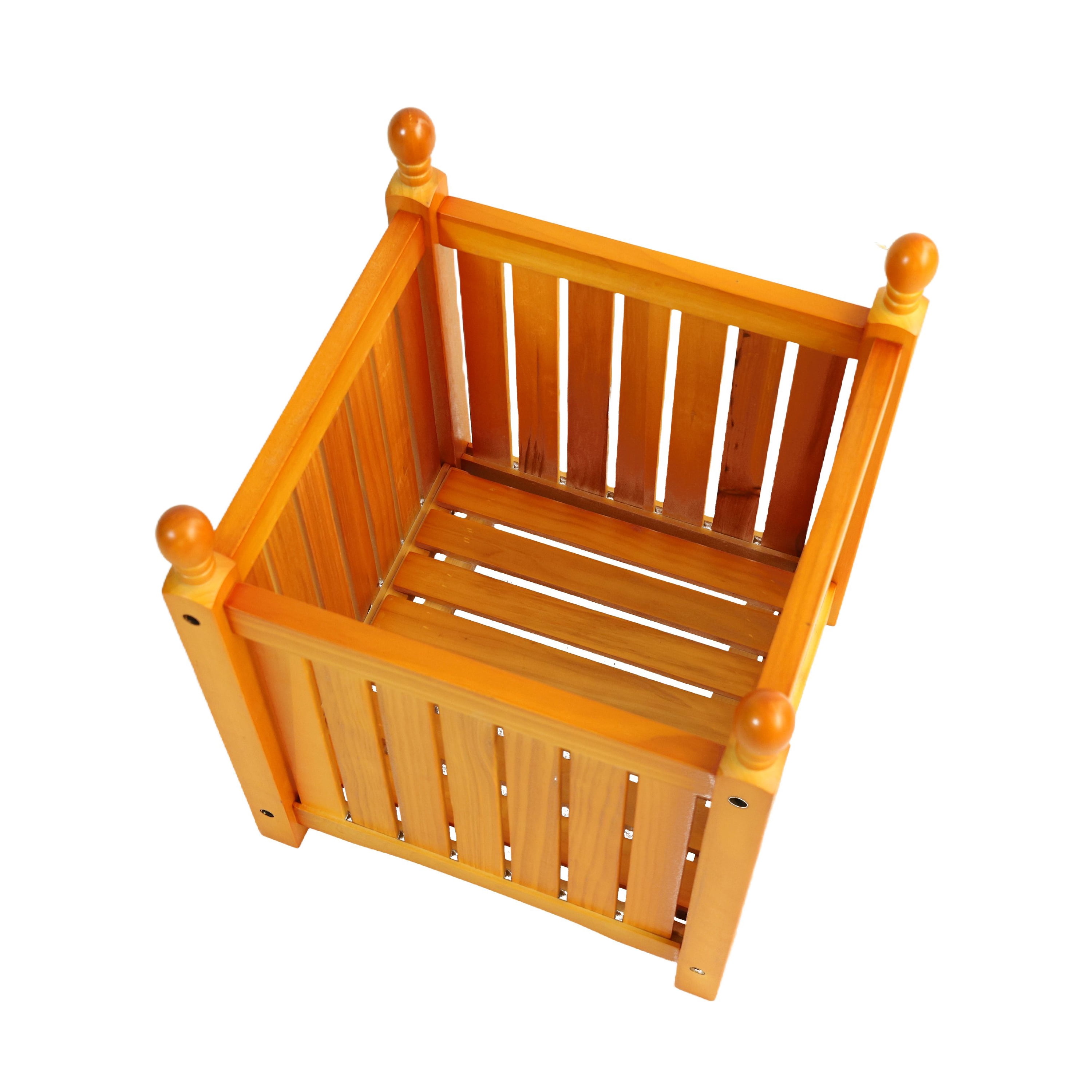 Wooden Flower Planter Box, Square Outdoor Plant Container for Garden Porch Patio Decoration, Teak
