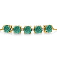 thumbnail image 2 of Gem Stone King 18K Yellow Gold Plated Silver Green Malachite and White Lab Grown Diamond Tennis Bracelet for Women (7.56 Cttw, Cushion 6MM, Gemstone Birthstone, Fully Adjustable up to 9 inch), 2 of 4