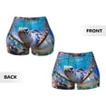 thumbnail image 5 of Lsque Sea Turtle Swims Pattern High Waisted Biker Shorts for Women-Tummy Control Fitness Athletic Workout Running Yoga Gym Shorts,Moisture-Wicking-, 5 of 9