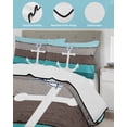 thumbnail image 4 of Coastal Anchor Twin Size Down Alternative Comforter, Lightweight Comforter Quilt Bedding Set with Pillow Shams Turquoise Brown Country Wooden Grain All Seasons Bed Comforter Duvet Insert 68"x86", 4 of 7