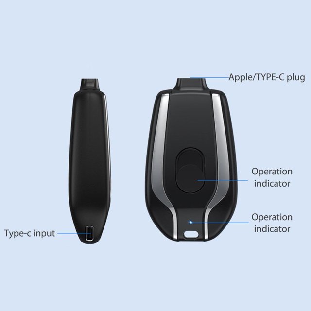5V 1500mah Llavero Banco de energía Mini cargador portátil inalámbrico (Negro 8 pines) Likrtyny Para estrenar