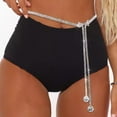 thumbnail image 2 of Bowknot Alloy Full Crystal Rhinestone Tassel Waist Belly Chains for Women Platinum 630mm, 2 of 3