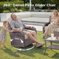 thumbnail image 3 of Unnifurnzi 5 Pieces Wicker Outdoor Furniture-Patio Swivel Chairs Set of 2 with Outdoor Ottoman Patio Conversation Sets for Deck Porch Poolside Balcony-Brown/Beige, 3 of 7