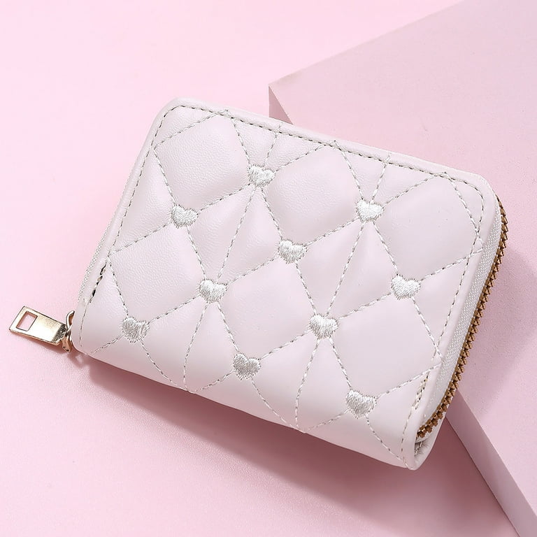 Solid Mini Coin Purse For Women, Ultra-thin Card Holder With Zipper Closure  And Keychain