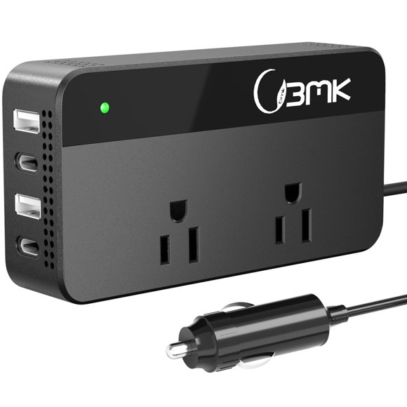 Inversor de corriente para auto BMK 200W 110V con 2 tomas de CA y 4 puertos USB