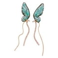 thumbnail image 3 of Fairy Butterfly Wings Earrings Fantasy Jewelry Gradient Colorful Rhinestone Sequins Long Tassel Stud Earrings, 3 of 3