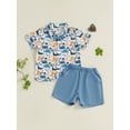 thumbnail image 4 of Kids Little Boys Shorts Clothing Set, 3 4 5 6 7 Years Short Sleeve Bow Tie Dinosaur Print Shirt with Shorts Toddler Set Summer Outfit, 4 of 9