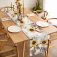 thumbnail image 3 of Sunflower Table Runner - 60 Inch Long, Kitchen Dining Table Runner Dresser Scarves, Farmhouse Plant Retro Butterfly Yellow Floral Farmhouse Decor for Coffee Tables Wedding Party Banquet, 3 of 8