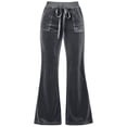 thumbnail image 5 of cocolona Womens Street High Waist Velour Pants Elastic Waist Straight Wide Leg Travel Pants with Pockets, 5 of 5