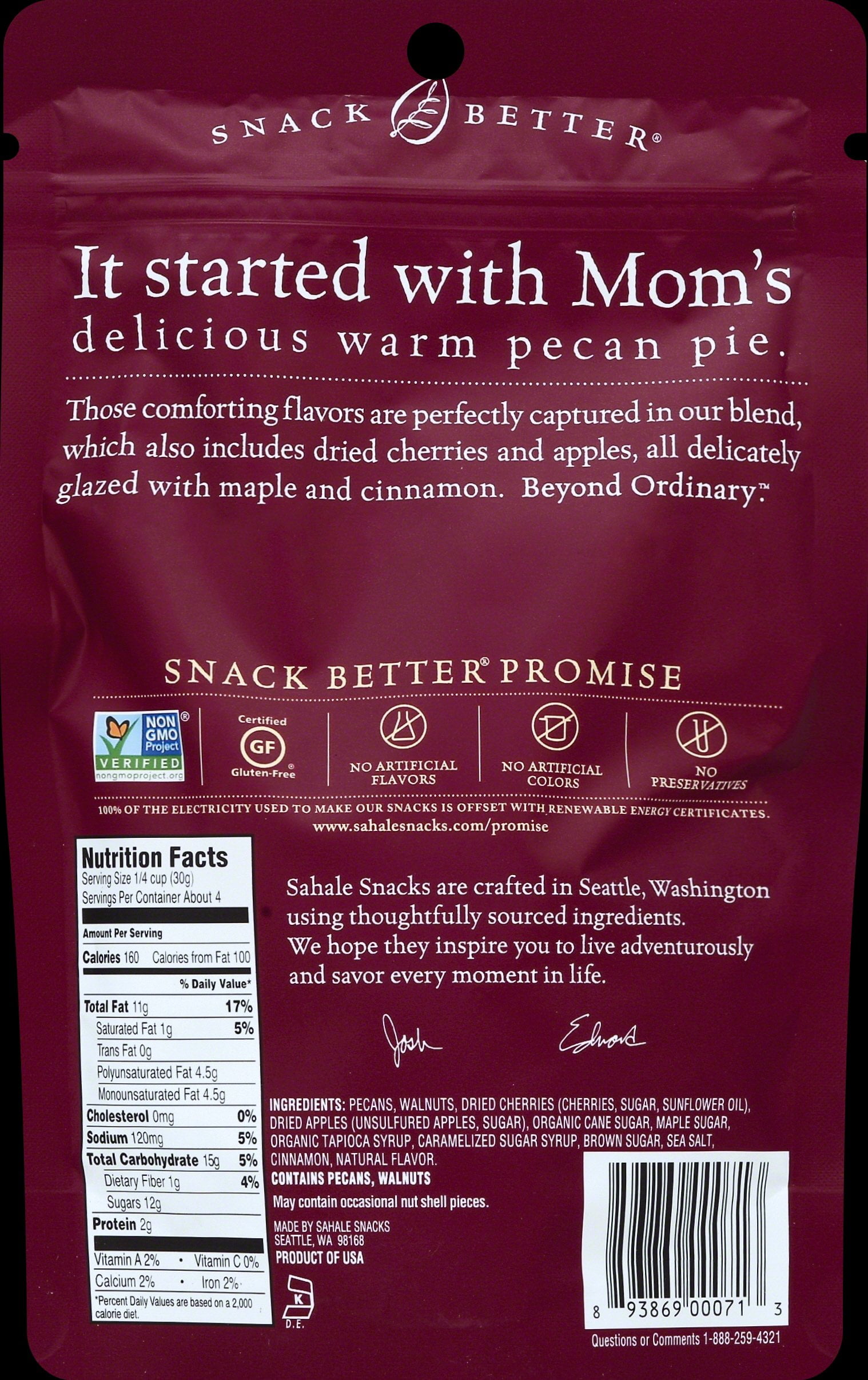 Sahale Snacks Maple Pecans Glazed Mix, 4 oz, 6 Count